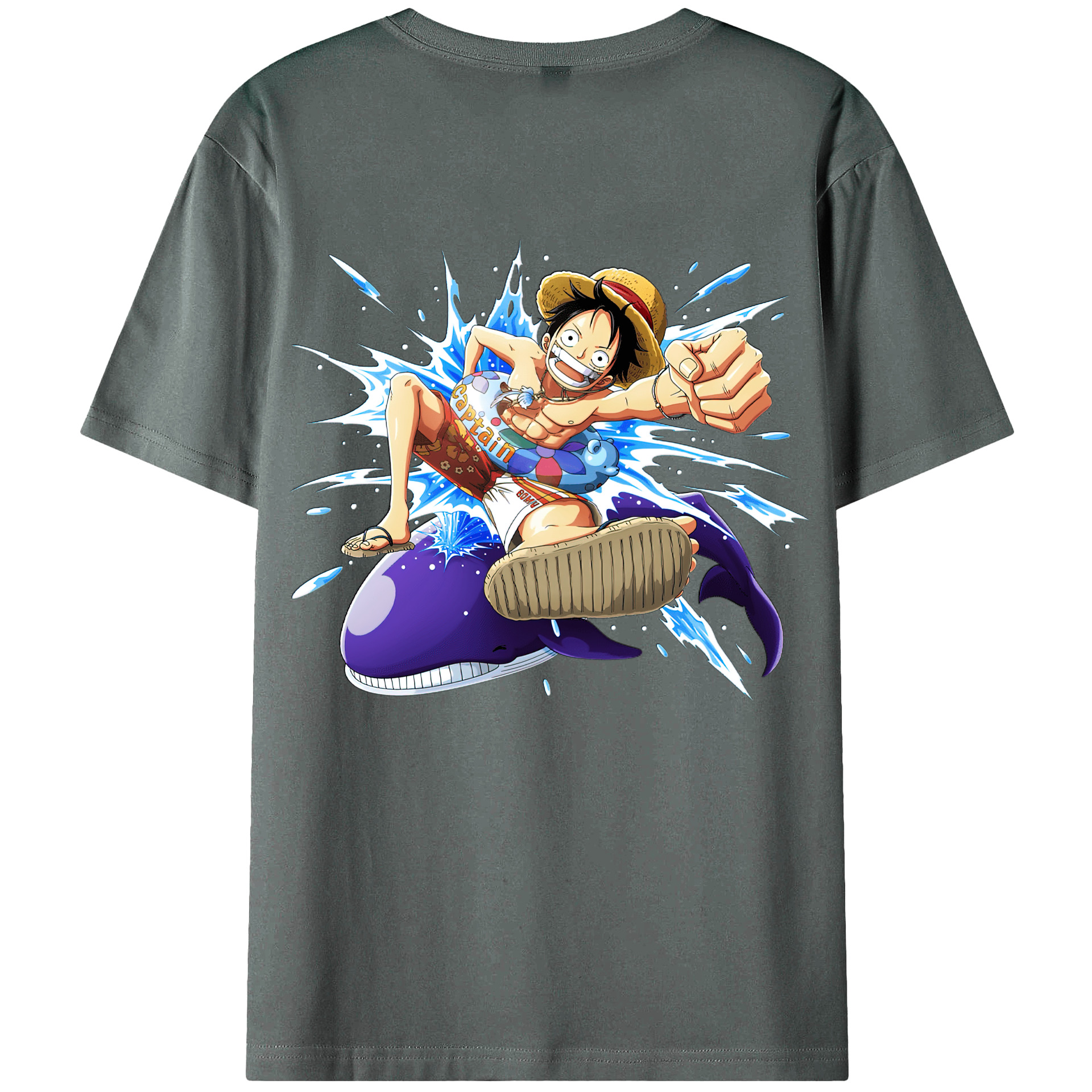 ワンピース モンキー・D・ルフィ ONE PIECE Monkey D. Luffy 綿100％ メンズ半袖Tシャツ（バックプリント） 通気性